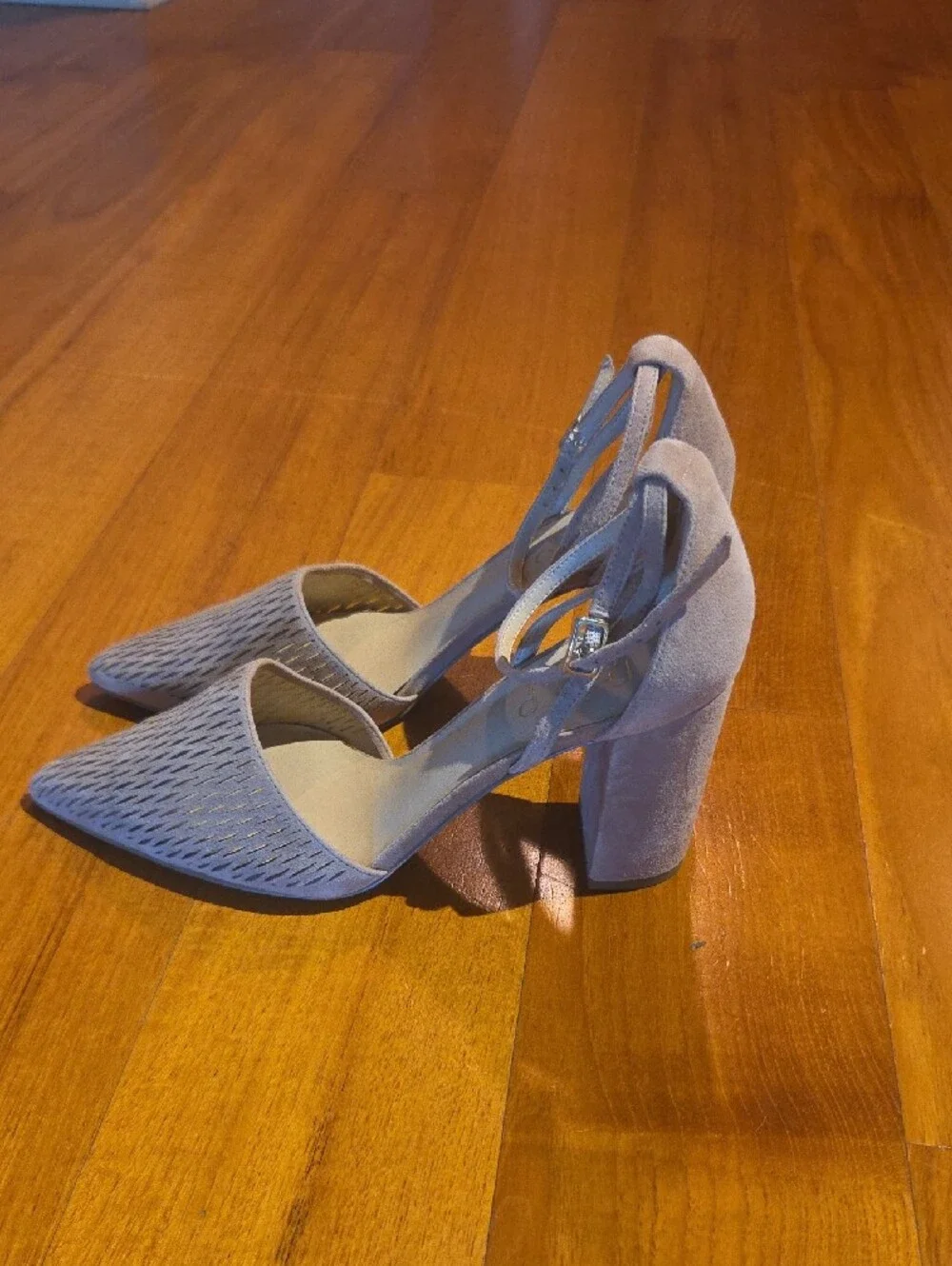 Franco Sarto Pointed Ankle-Tie Pumps in Taupe